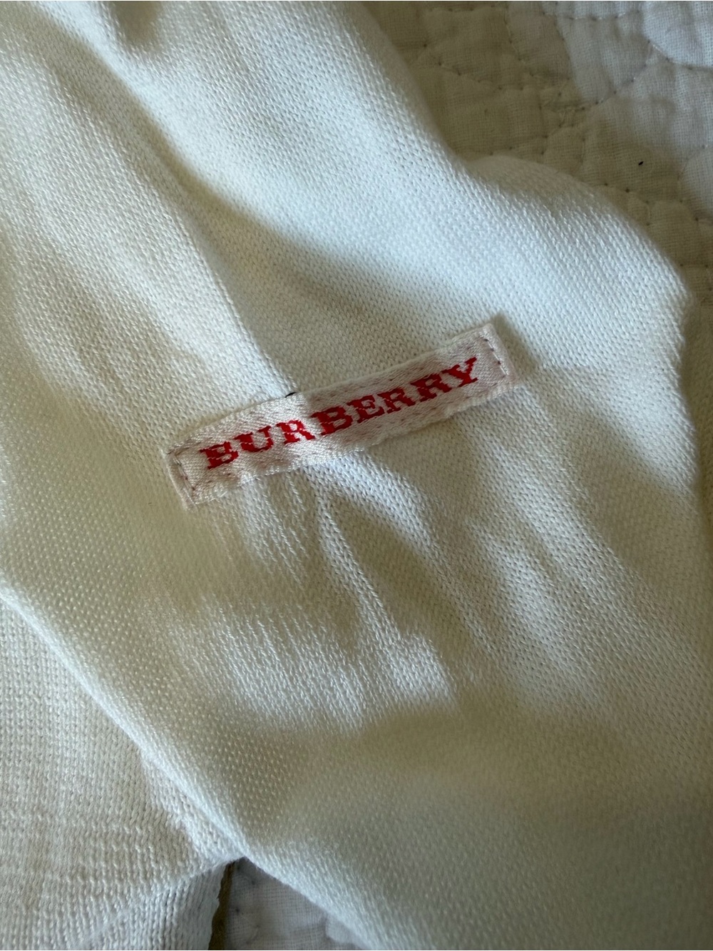 Burberry Golf White Button-Up Cardigan with Red Trim - Picture 7 of 14